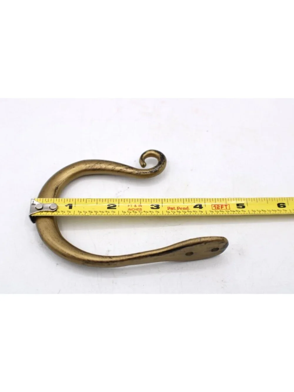 Vtg Brass Painted Wall Hooks (4) Decorative Scroll Design 4.5x3